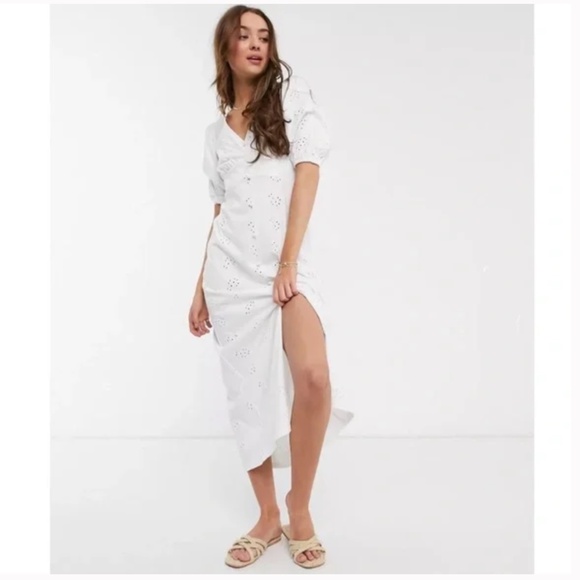 ASOS DESIGN Eyelet Tea Maxi Dress with Puff Sleeves - 8P - Picture 11 of 12